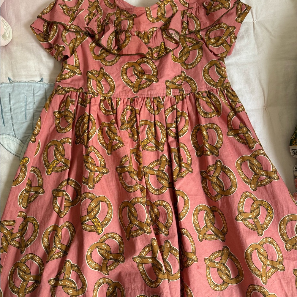 Pink Chicken Pretzel Print Kids Dress